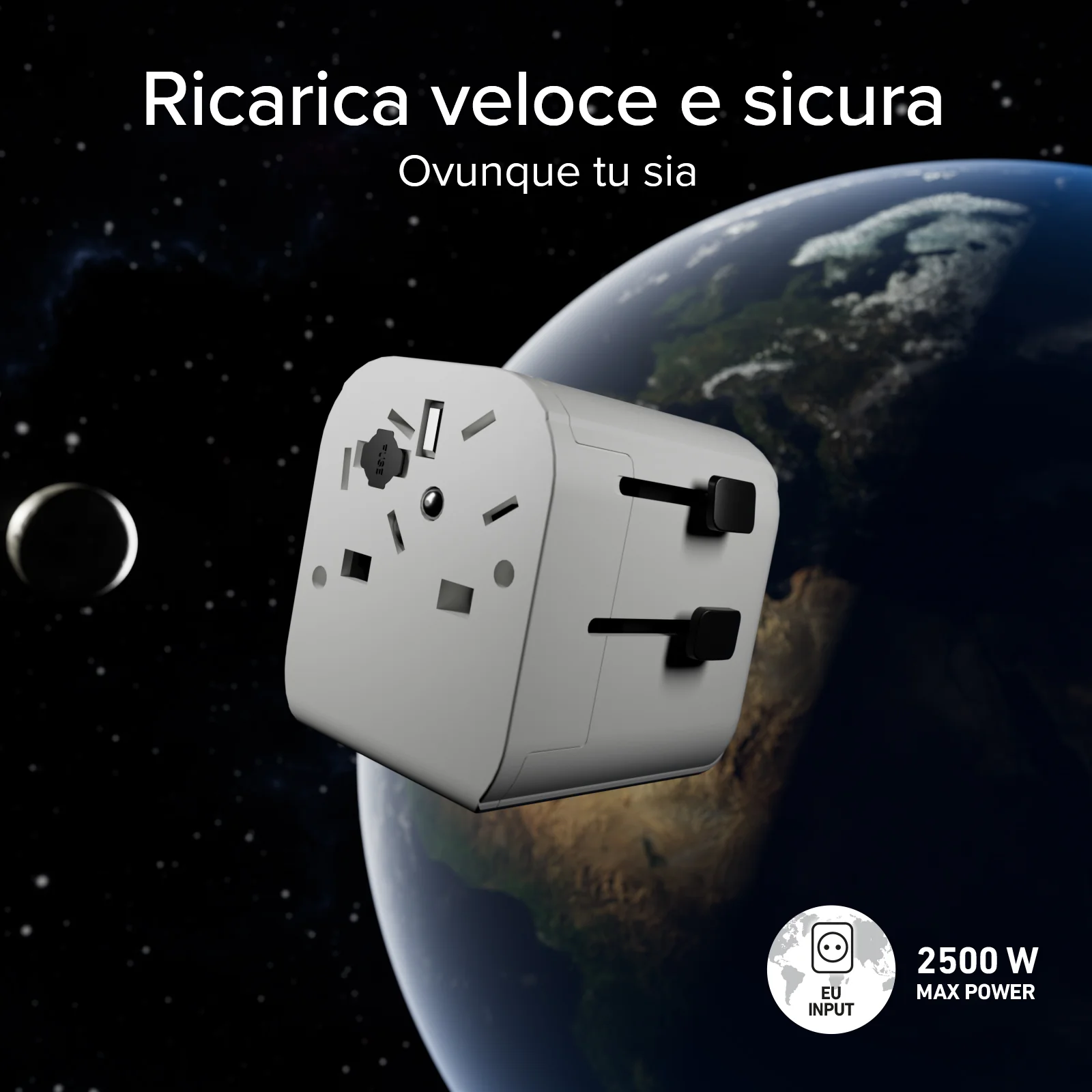 Adattatore universale da viaggio 2500w con spine internazionali Regno Unito, Americhe, Asia - Image 14