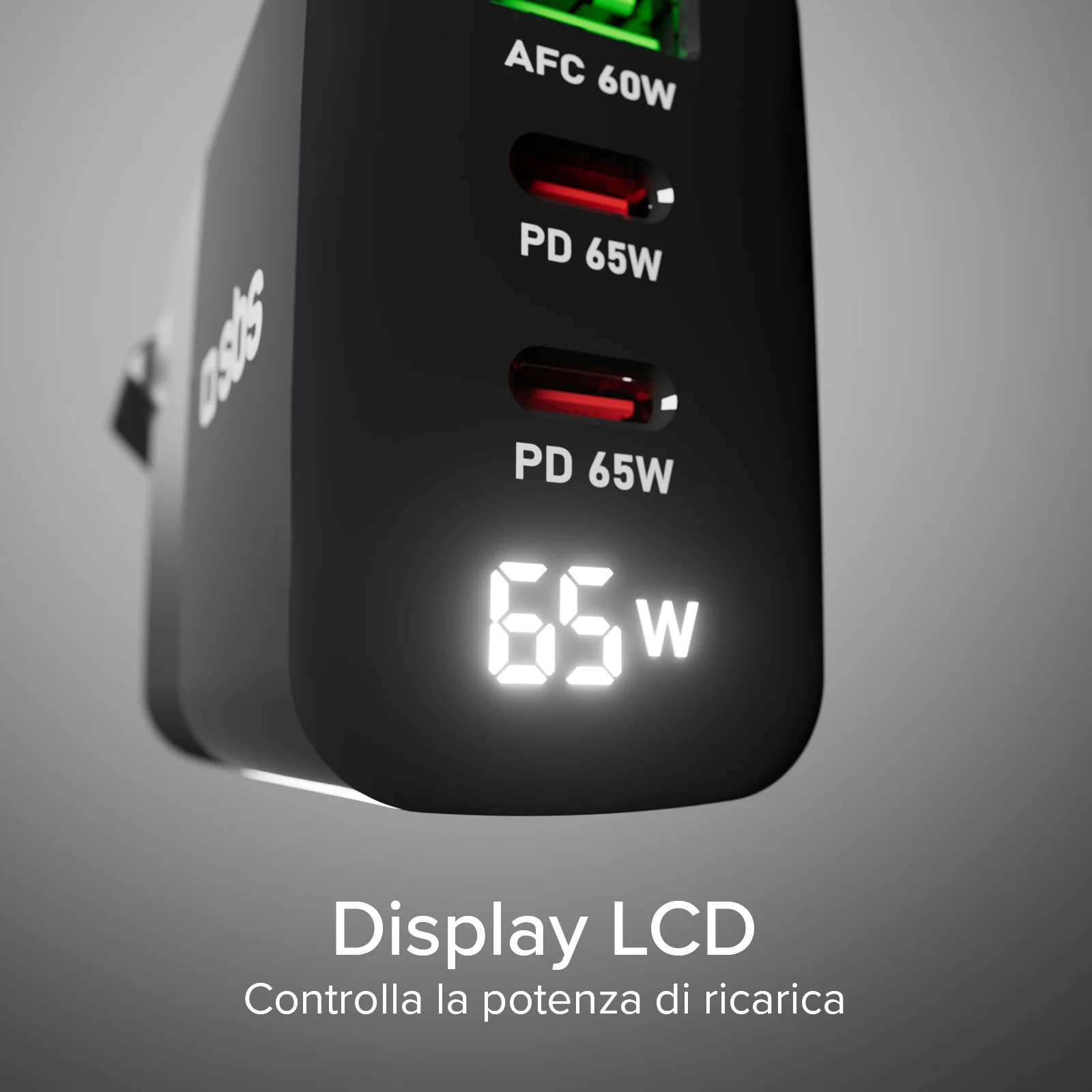 Caricabatterie 65W, display LCD, 2 Uscite USB-C PD, 1 USB-A Adaptive Fast Charge - Image 11