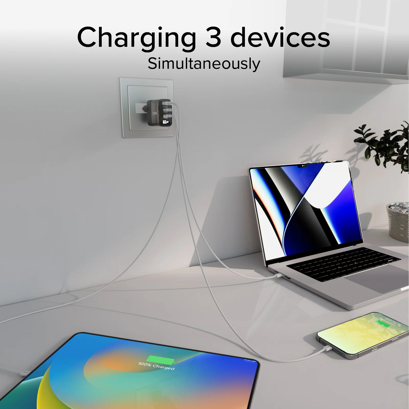 Caricabatterie 65W, display LCD, 2 Uscite USB-C PD, 1 USB-A Adaptive Fast Charge - Image 14