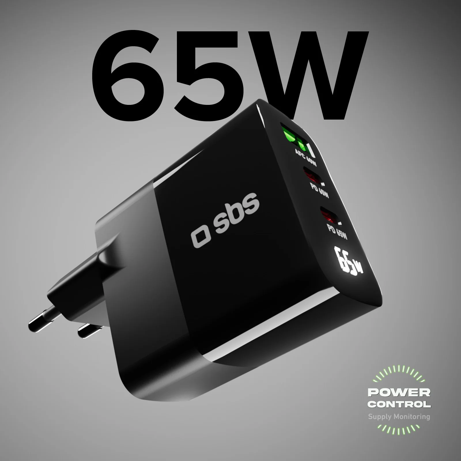 Caricabatterie 65W, display LCD, 2 Uscite USB-C PD, 1 USB-A Adaptive Fast Charge - Image 3