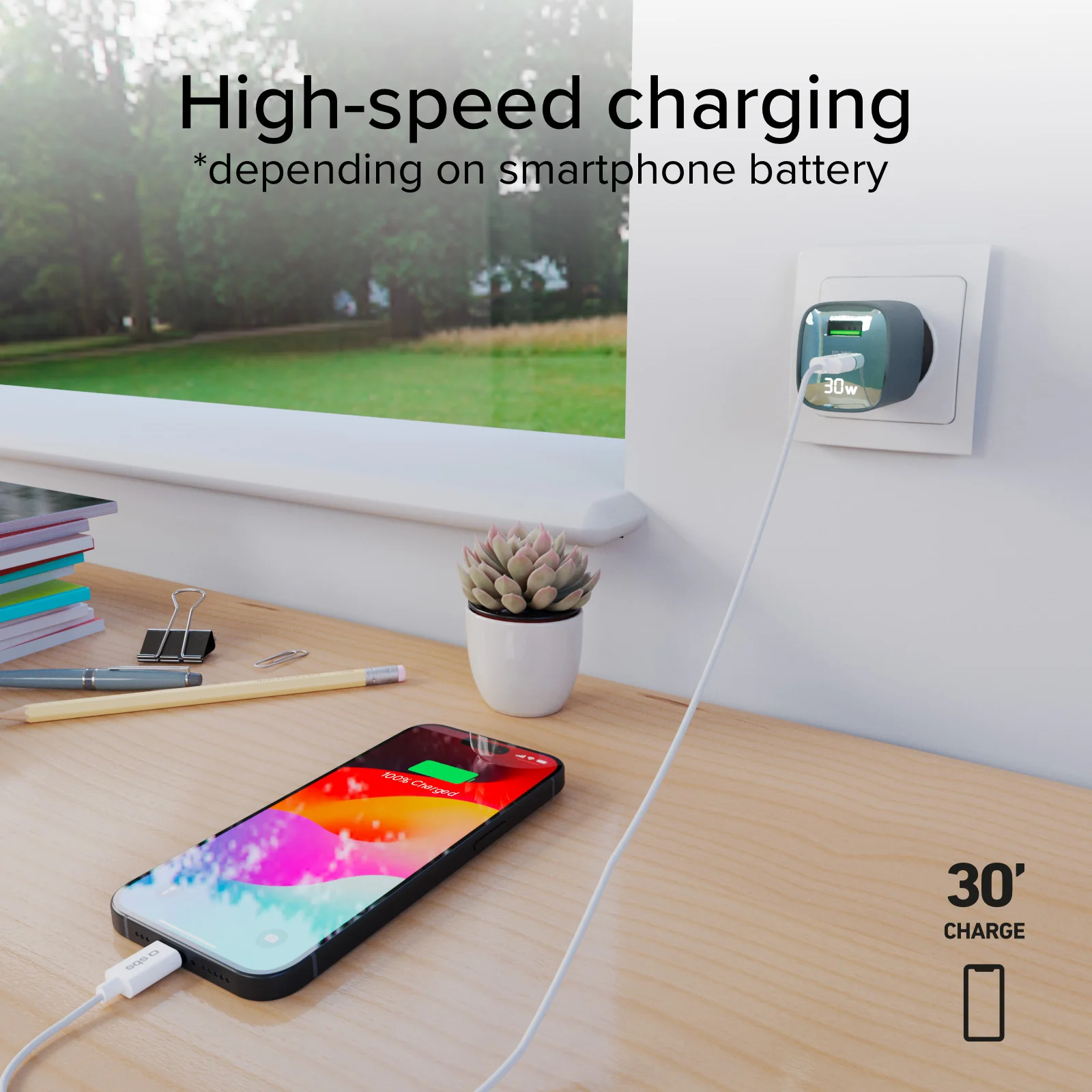 Caricabatterie da muro, schermo LCD, 1 uscita USB-C PD 30W, 1 uscita USB-A 18W - Image 12