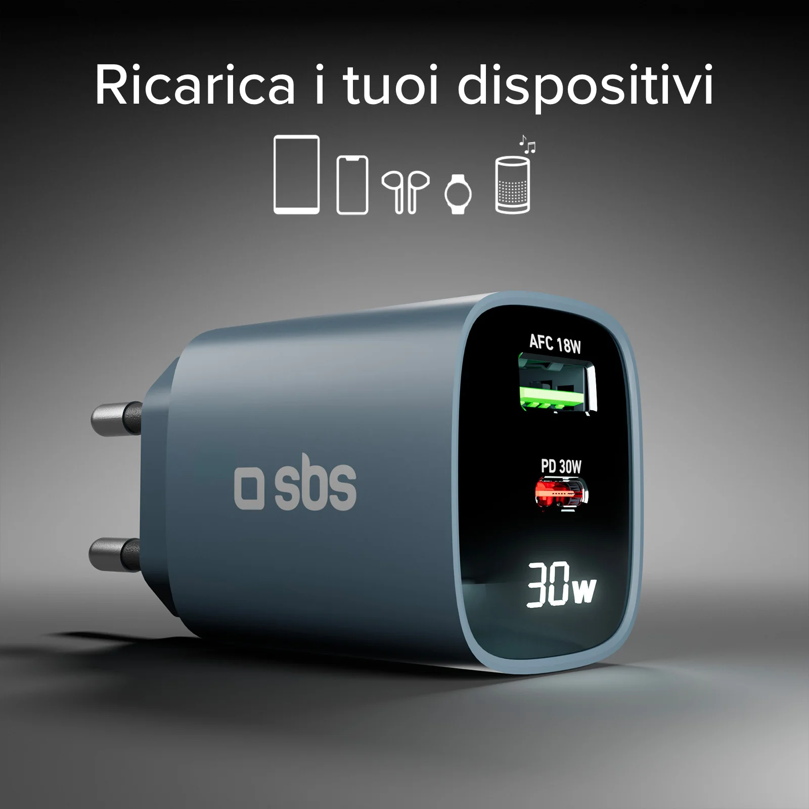 Caricabatterie da muro, schermo LCD, 1 uscita USB-C PD 30W, 1 uscita USB-A 18W - Image 22
