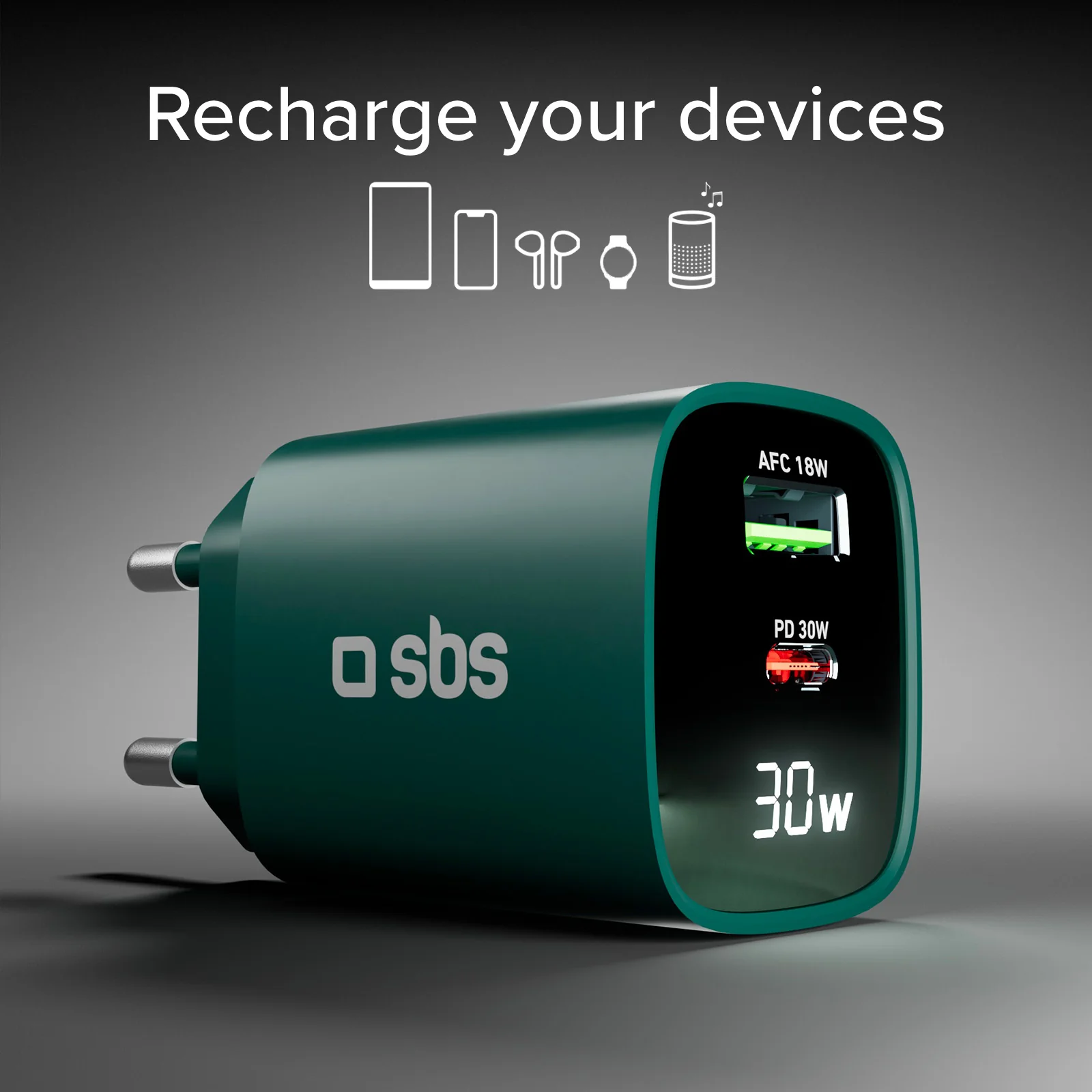 Caricabatterie da muro, schermo LCD, 1 uscita USB-C PD 30W, 1 uscita USB-A 18W - Image 40