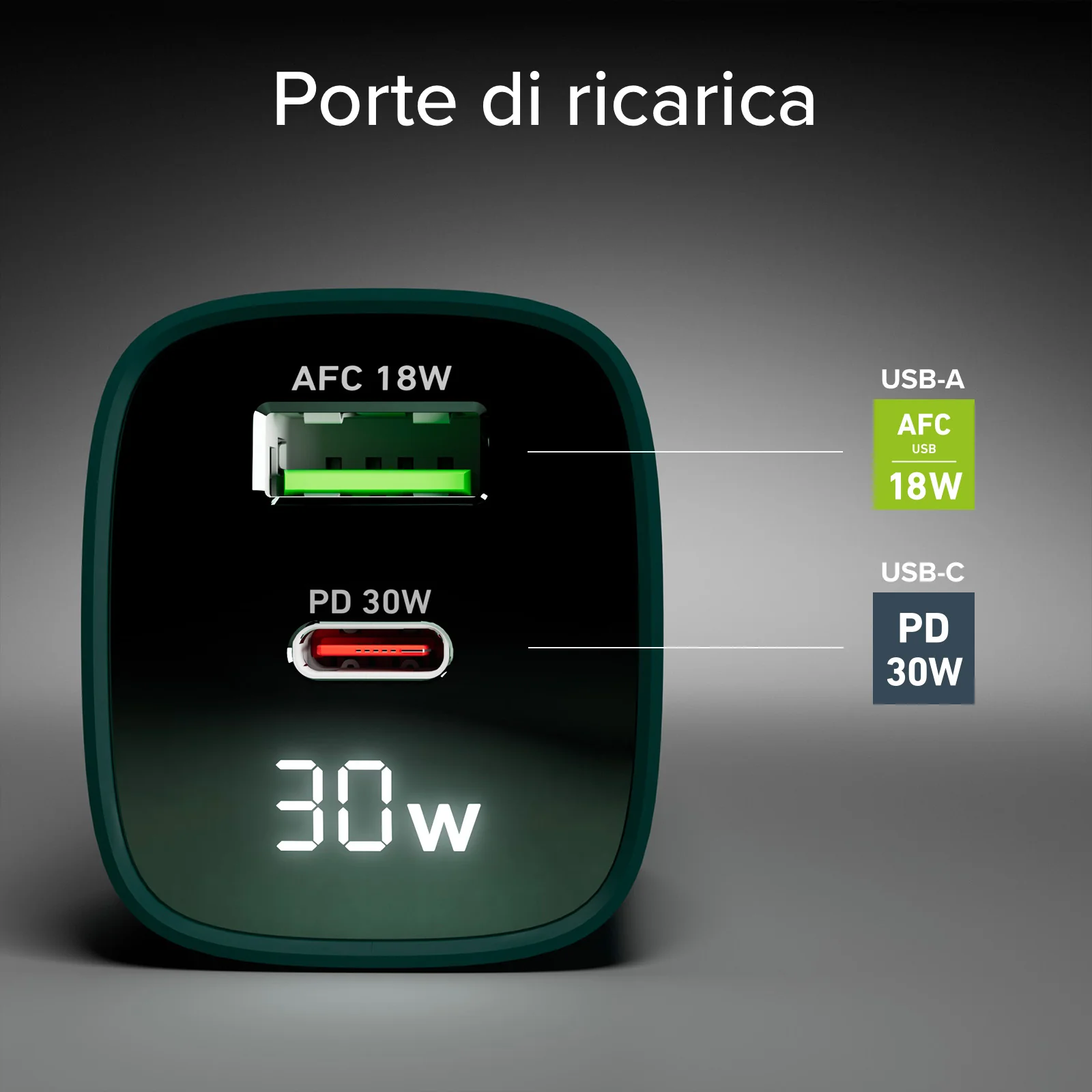 Caricabatterie da muro, schermo LCD, 1 uscita USB-C PD 30W, 1 uscita USB-A 18W - Image 42
