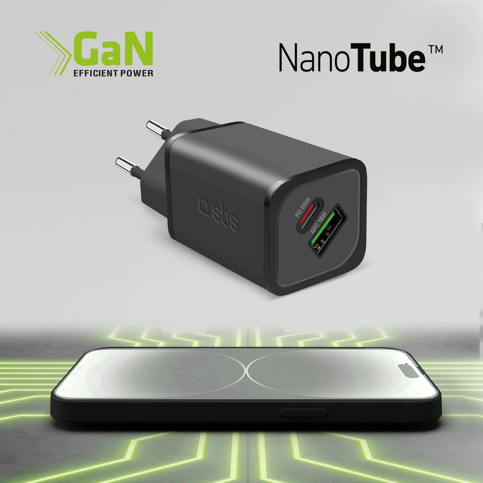 Caricabatterie da parete GaN 65 Watt, 1 USB-C PD, 1 USB-A Adaptive Fast Charge - Image 14