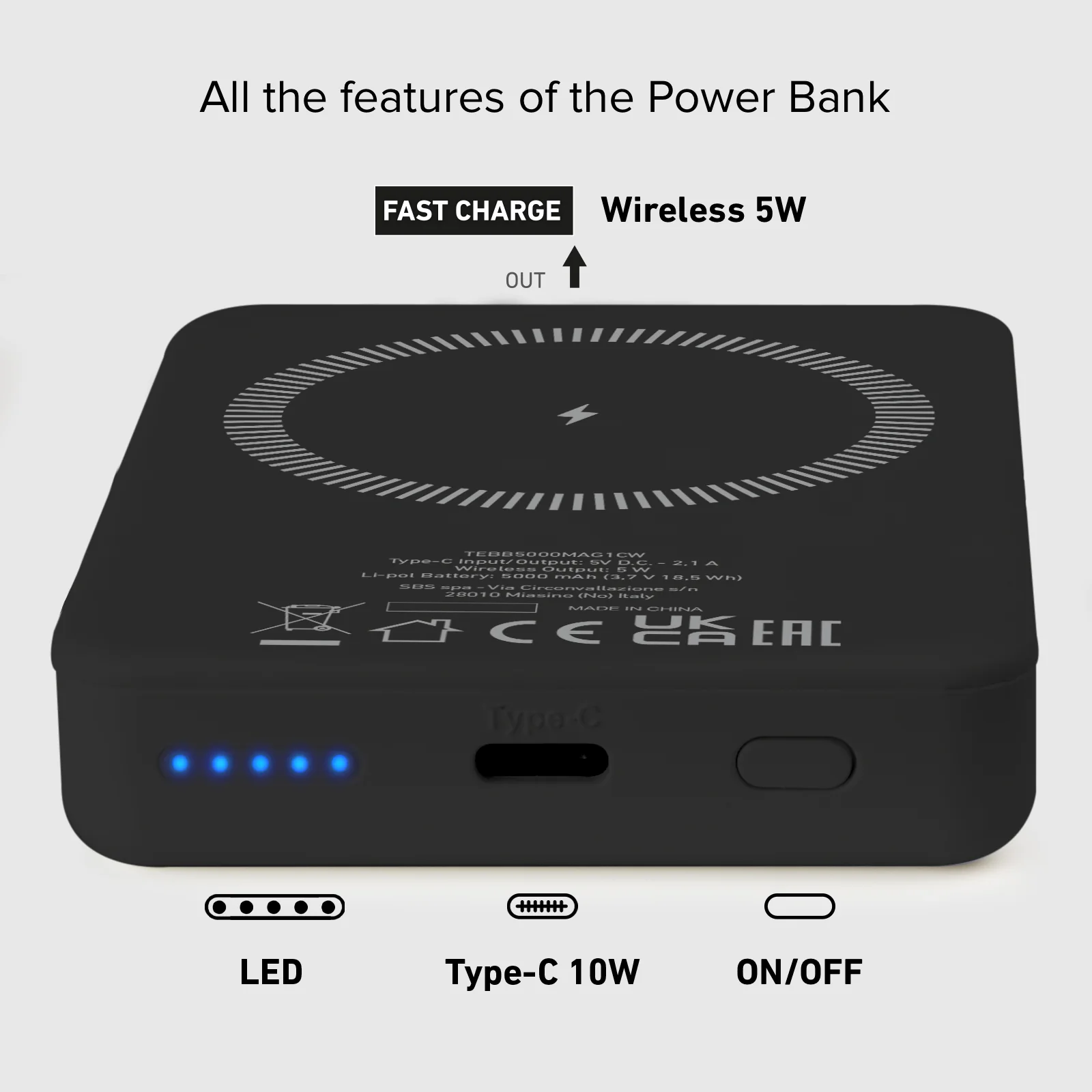 Power bank mag 5.000 mAh Wireless compatibile con iPhone con ricarica MagSafe - Image 4